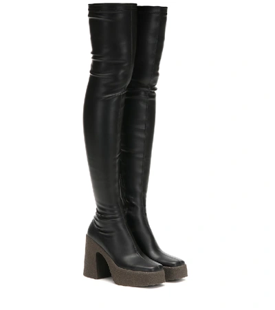 Stella Mccartney Faux Leather Over-the-knee Boots In Black