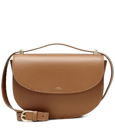 Apc Genève Leather Shoulder Bag In Brown