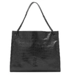 Saint Laurent Niki Medium Ysl Shopper Tote Bag In Crinkled Leather In Black