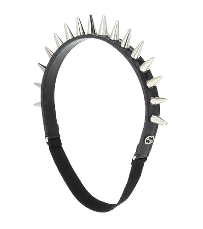 Gucci Black Leather Studs Headband