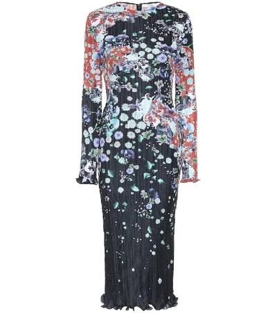 Givenchy Floral Plisse Ruffled Dress In Multicolor