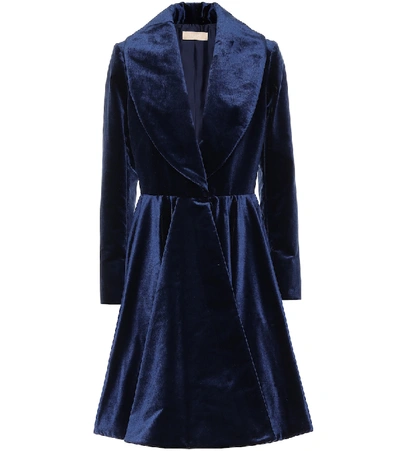 Alaïa Silk-blend Velvet Princess Coat In Blue