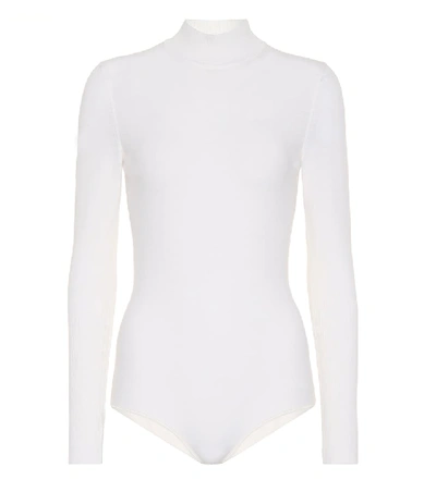Alaïa Women's Knit Turtleneck Bodysuit In Blanc