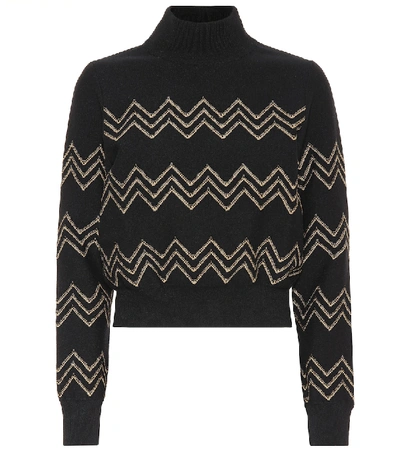 Alaïa Zig-zag Wool-blend Jumper In Black