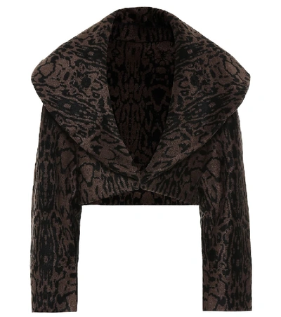 Alaïa Animal-print Crop Jacket In Noir Brun