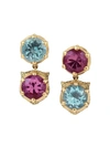 GUCCI 18KT YELLOW GOLD LE MARCHÉ DES MERVEILLES DIAMOND, AQUAMARINE AND TOURMALINE EARRINGS