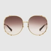 Gucci 圆形镜框金属太阳眼镜 In Gold