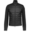 MONCLER DOUBLE MATERIAL HOODED CARDIGAN,MC129R46BCK