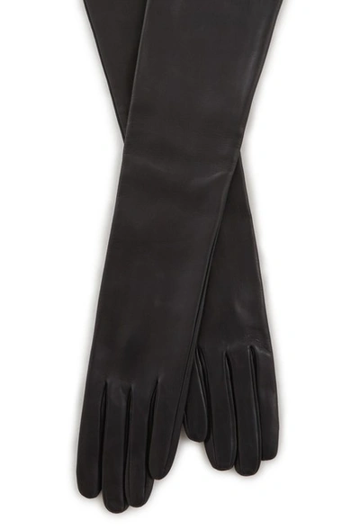 Dries Van Noten Long Leather Gloves In Grey