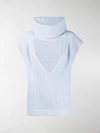 JACQUEMUS TURTLENECK CUT-OUT KNIT VEST,193KN011938031014084289