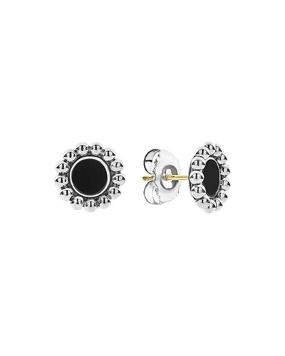 Lagos Sterling Silver Maya Black Onyx Stud Earrings In Black/multi