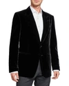 Tom Ford Shelton Fluid Velvet Cocktail Jacket In Black