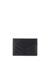 Saint Laurent Ysl Monogram Card Case In Grained Leather In Black