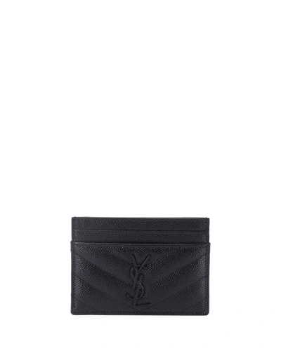 SAINT LAURENT YSL MONOGRAM CARD CASE IN GRAINED LEATHER,PROD226240282