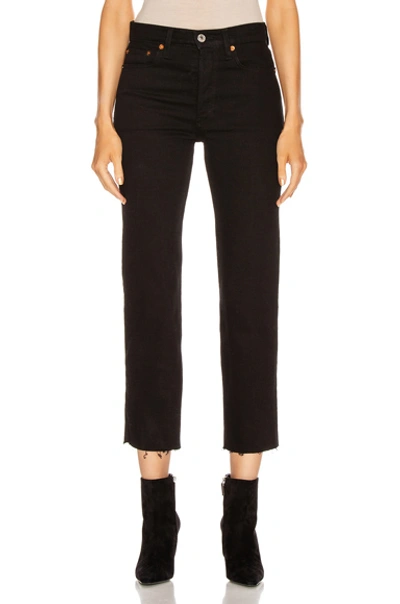 Re/done Comfort Stretch High-rise Stovepipe Jeans In Jet Black