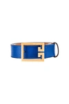 GIVENCHY GIVENCHY FLAT GRAINED LOGO LEATHER BELT IN BLUE,GIVE-WA34