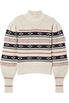 ISABEL MARANT CONELLY POINTELLE-TRIMMED INTARSIA KNITTED TURTLENECK SWEATER