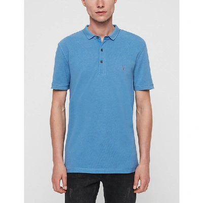 Allsaints Parlour Cotton-blend Polo-shirt* In Atlantic Blue