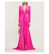 ALEX PERRY LINDY FITTED SEMI-SHEER CREPE MAXI DRESS