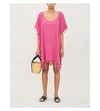 Seafolly Amnesia Crinkled-cotton Kaftan In Magenta Haze