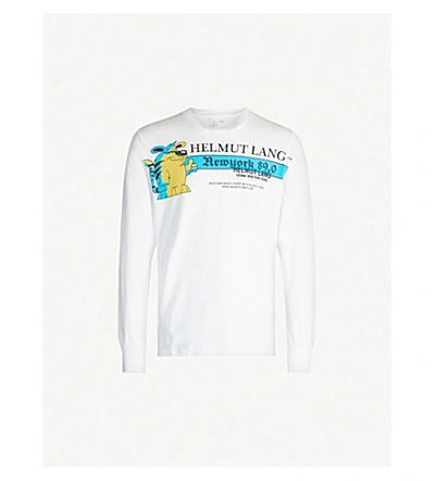 Helmut Lang Radio Logo Standard Long Sleeve T-shirt In Chalk White