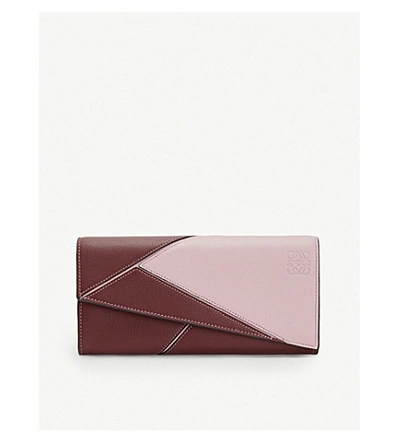 Loewe Puzzle Leather Continental Wallet In Red