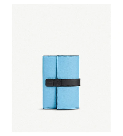 Loewe Small Vertical Calfskin Wallet In Sky-blue/black