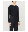 Sandro Mens Navy Blue Crewneck Wool-blend Jumper M In Navy Blue