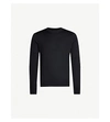 Sandro Crewneck Merino-wool Jumper In Black