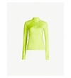 Victoria Beckham Printed Neon Cotton-jersey Top In Chartreuse