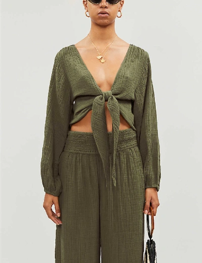 Anaak Bianca Cotton-muslin Blouse In Olive