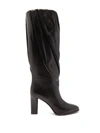 Givenchy Gathered Knee-high Leather Boots In Black