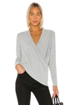 1.state Sparkle Cozy Crisscross Front Knit Top In Silver Heather