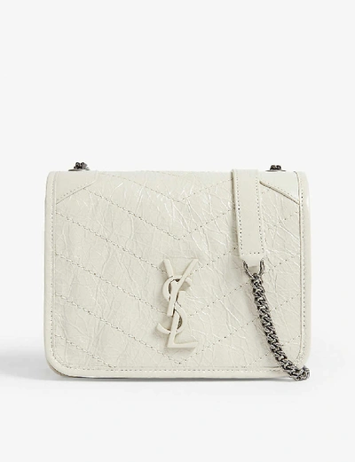Saint Laurent Niki Vintage Leather Chain Wallet Bag In Blanc Vintage