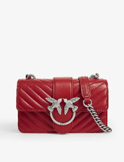 Pinko Mini Love Mix Quilted Leather Bag In Red
