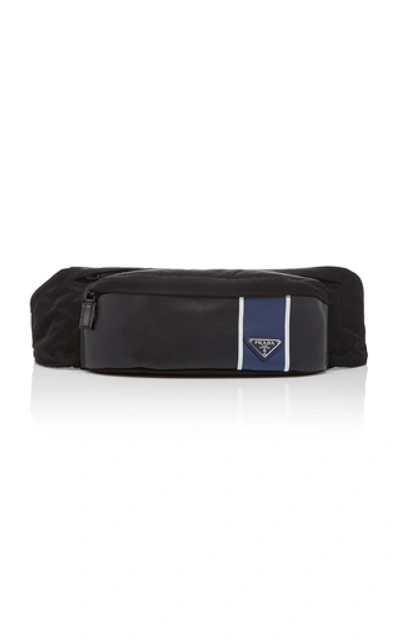 Prada Striped Shell Belt Bag In Black