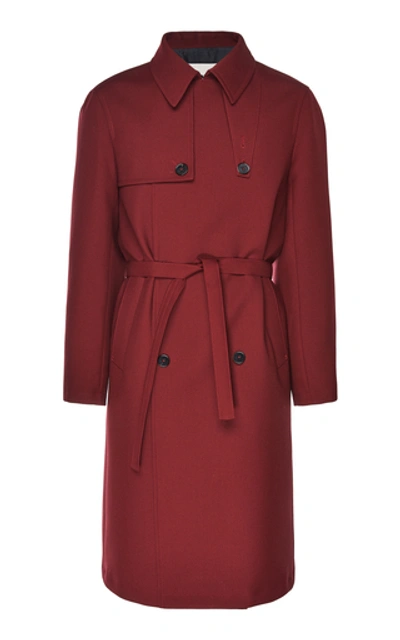 Jil Sander Trafford Double-breasted Wool Coat In Burgundy