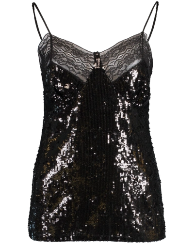 Michael Kors Sequined Silk-georgette Camisole In Black