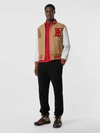 BURBERRY Contrast Sleeve Logo Graphic Wool Bomber Jacket