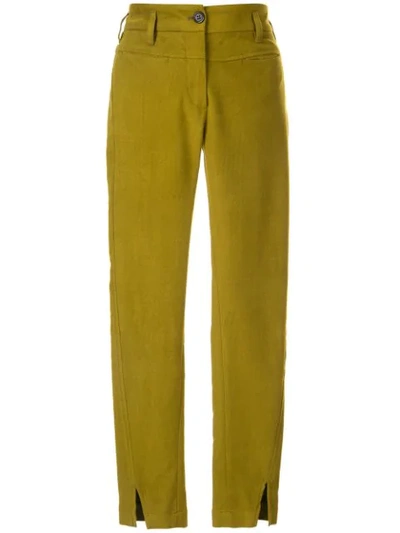 Ann Demeulemeester Cropped Skinny Fit Trousers In Green