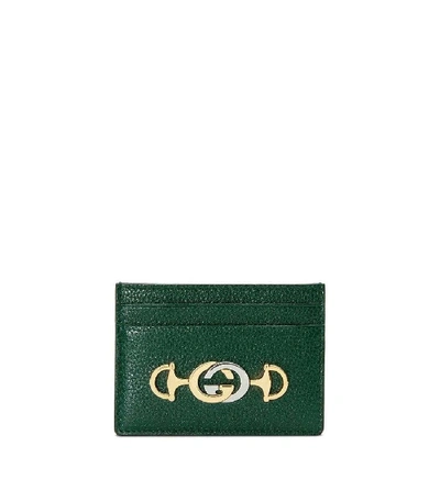 Gucci Zumi Card Case In Green