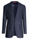 ISAIA MEN'S TOP 200'S MICRO-CHECK WOOL JACKET,0400010824142