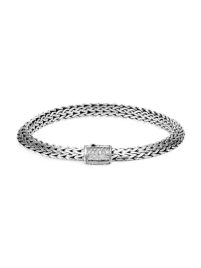 John Hardy Classic Chain Sterling Silver & Diamond Pavé Tiga Chain Bracelet