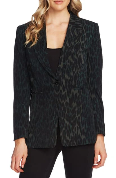 Vince Camuto Plus Size Animal-print Blazer In Leopard/ Dark Willow