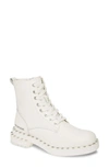 Calvin Klein Jeans Est.1978 Nannie Stud Welt Combat Boot In White Leather