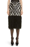 SAINT LAURENT FAUX SHEARLING HEM ZEBRA PRINT SKIRT,584937Y7VU2