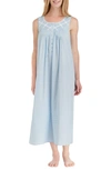 Eileen West Lace-trimmed Cotton Ballet-length Nightgown In Solid Blue