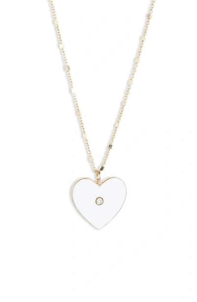 Jennifer Zeuner Fifi Diamond Heart Pendant Necklace In Gold Vermeil- White