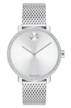 Movado Women's Swiss Bold Shimmer Stainless Steel Mesh Bracelet Watch 34mm In Silver