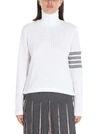Thom Browne 4-bar Stripe Turtleneck Jumper In White